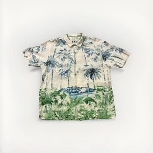 Tommy Bahama Blue and Green Palm Print Shirt